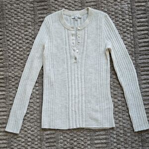 Madewell Alpaca Ribbed Henley Long Sleeve Top | Cream | XS